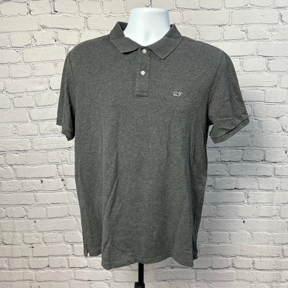 Vineyard Vines Gray Polo Shirt Mens M Classic Preppy Whale Logo Casual